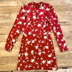 REFORMATION • Red Floral Long Sleeve Dress